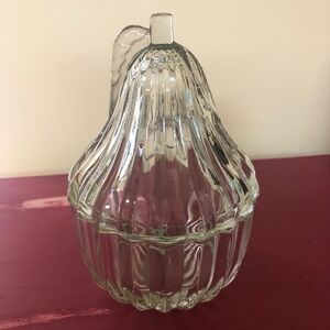 Vintage Clear Ribbed Glass 🍐 Pear-Shaped Dish with Removable Lid
